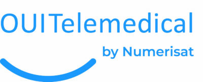 Logo site internet Ouitelemedical bleu sur fond blanc